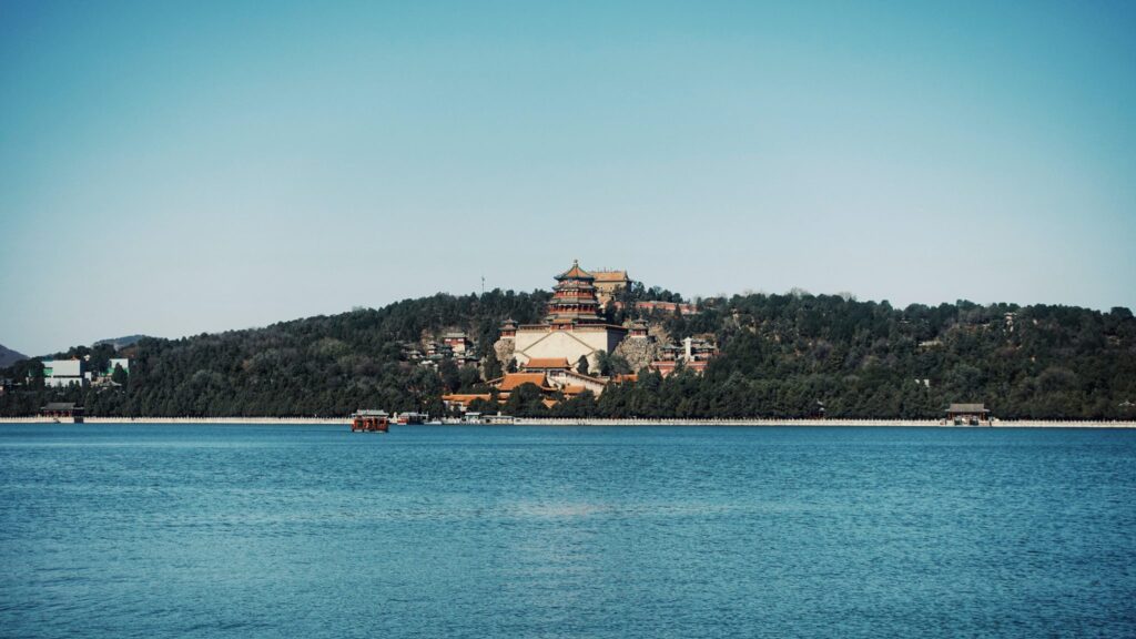 Students visiting the Summer Palace in Beijing during a school trip to China, exploring its historical architecture and scenic lake views